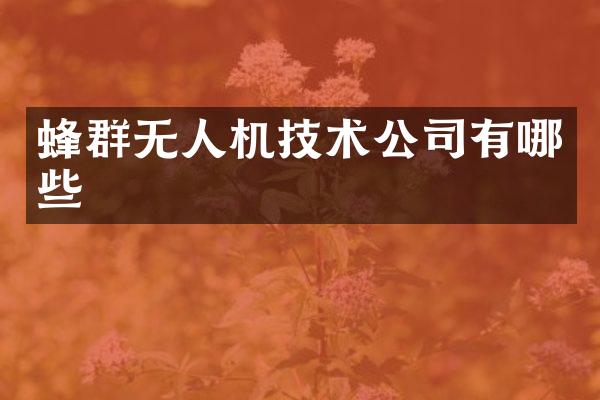 蜂群无人机技术公司有哪些
