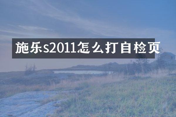 施乐s2011怎么打自检页