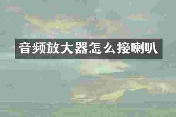 音频放大器怎么接喇叭