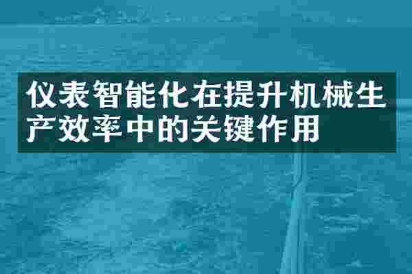 仪表智能化在提升机械生产效率中的关键作用