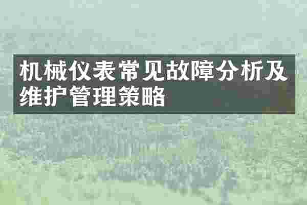 机械仪表常见故障分析及维护管理策略