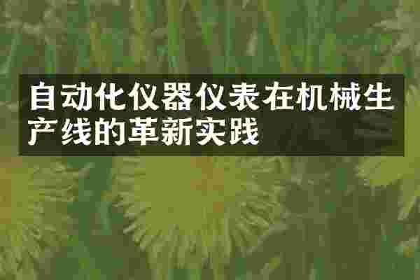 自动化仪器仪表在机械生产线的革新实践