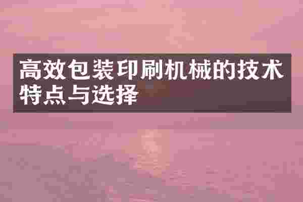 高效包装印刷机械的技术特点与选择