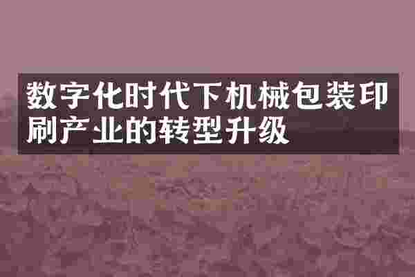 数字化时代下机械包装印刷产业的转型升级