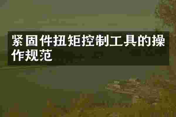 紧固件扭矩控制工具的操作规范